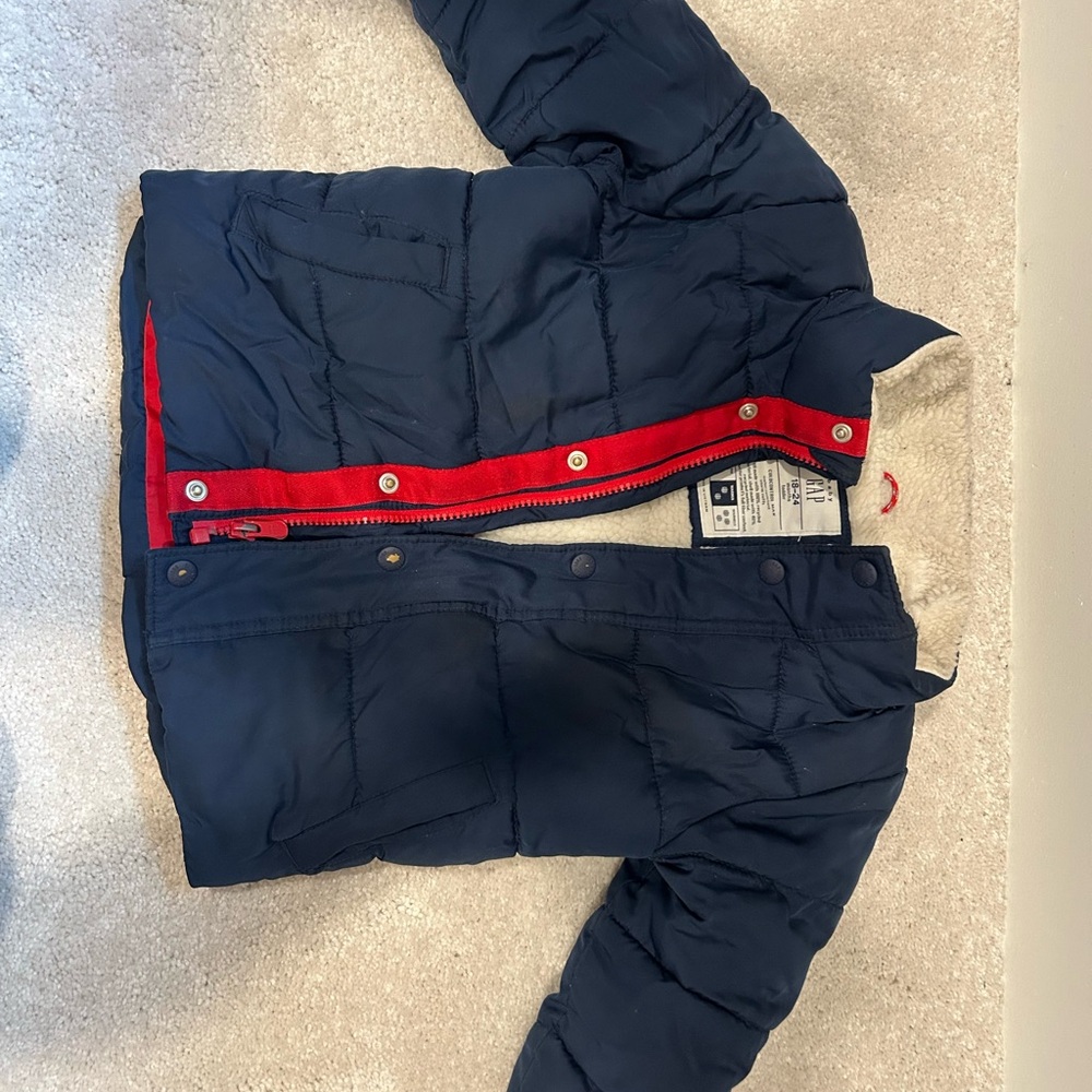 GAP Kids Navy and Red Puffer Jacket